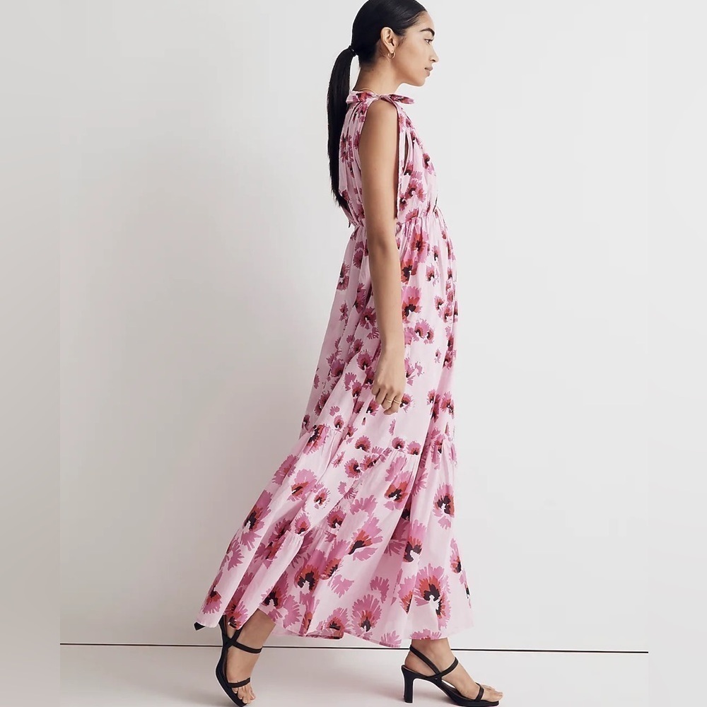 Banjanan Pink Floral Maxi Dress with Fuchsia Flowers - Picture 3 of 16